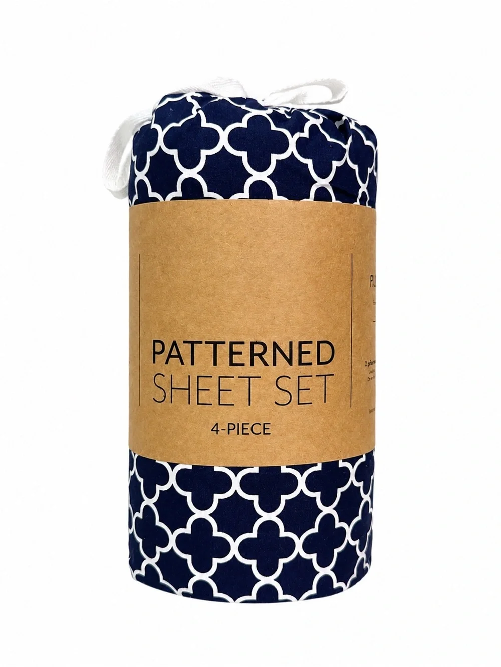 Navy Quatrefoil Full Size 4-Piece Sheet Set NWT